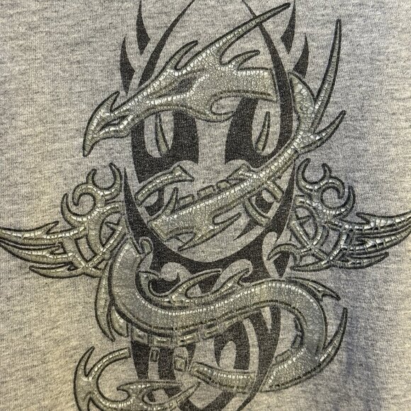 Vintage Y2K Dragon Tribal T Shirt Mens Large Gray Short Sleeve Skate - Picture 7 of 16